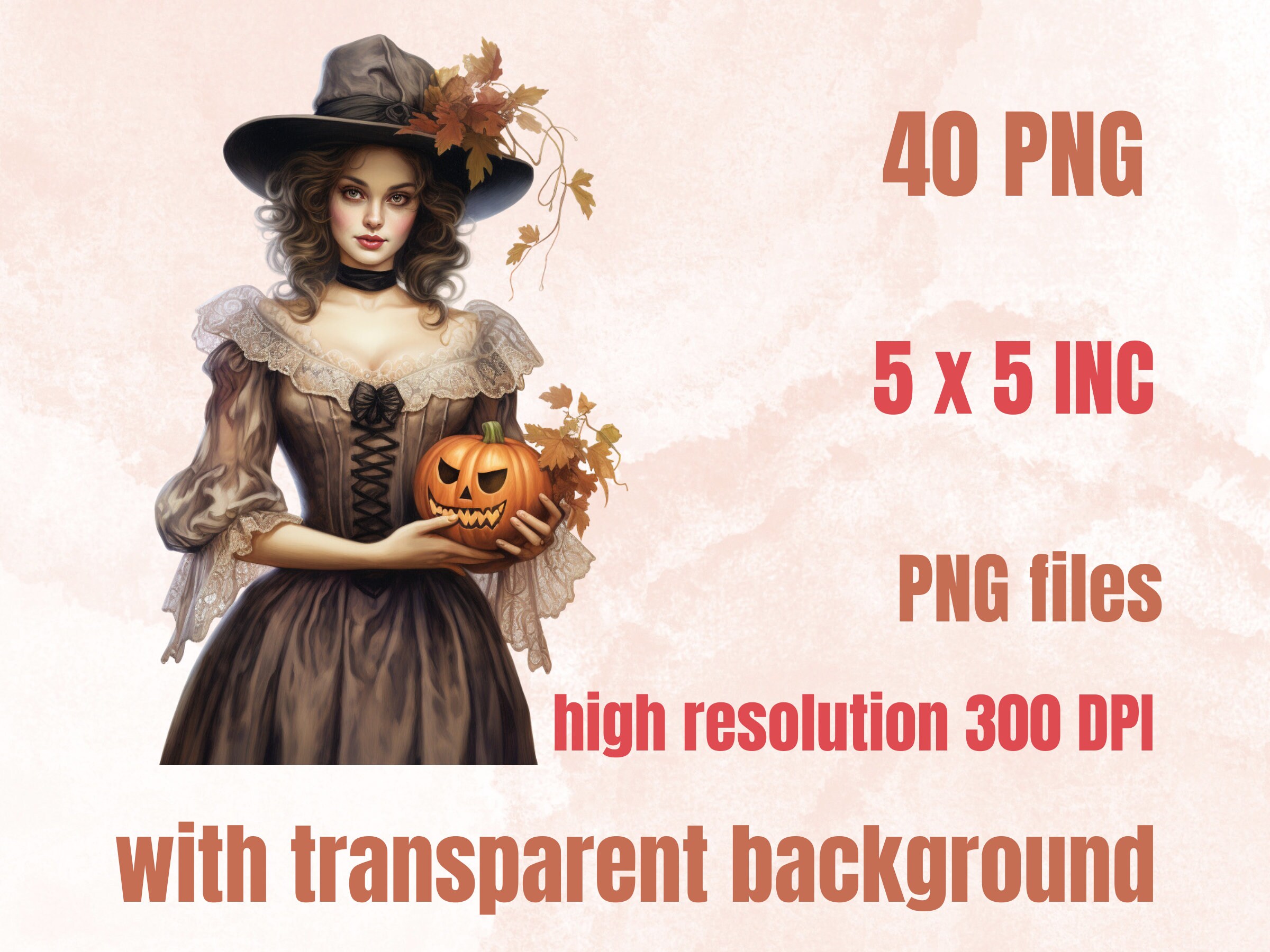 40 PNG Watercolor Victorian Halloween Bundle Clipart, Vintage Creepy ...