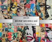 ポップアートコラージュペーパー、レトロヴィンテージコラージュ、雑誌