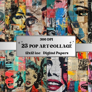 Papier do kolażu Pop Art, kolaż retro vintage, papier do scrapbookingu z czasopism, zabawne komiksowe strony tła Pop Art, dziennik Pop Art Junk