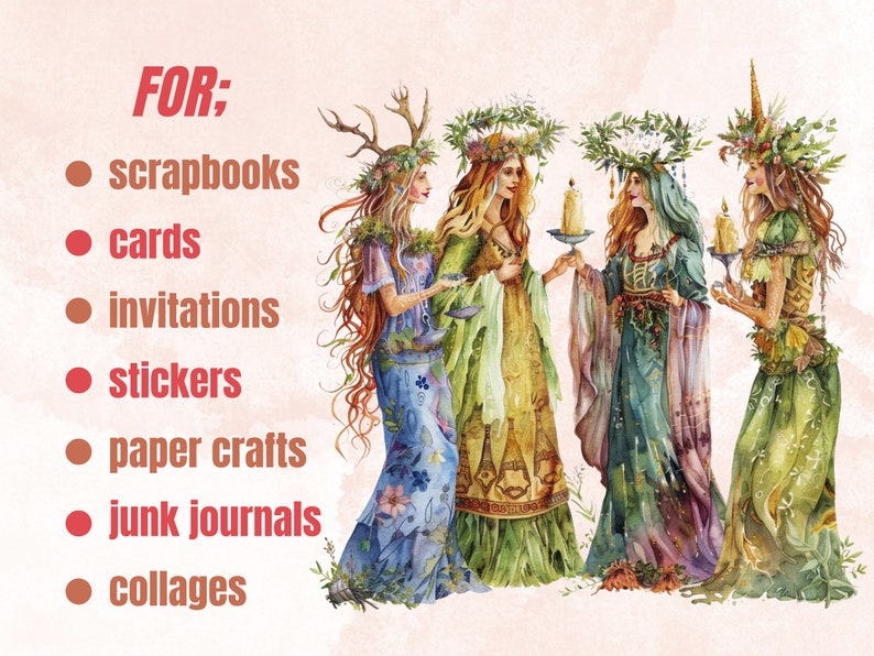 60 PNG Watercolor Litha Clipart, Floral Pagan Holiday Wiccan Art Illustrations Clip art, Summer Solstice png, Litha Sun Goddess Sublimation