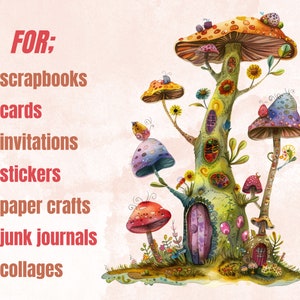 30 PNG Watercolor Quirky Forest Clipart, Whimsical Mushroom Illustrations Clip art, Funny Woodland Scenes png, Quirky Botanical Sublimation