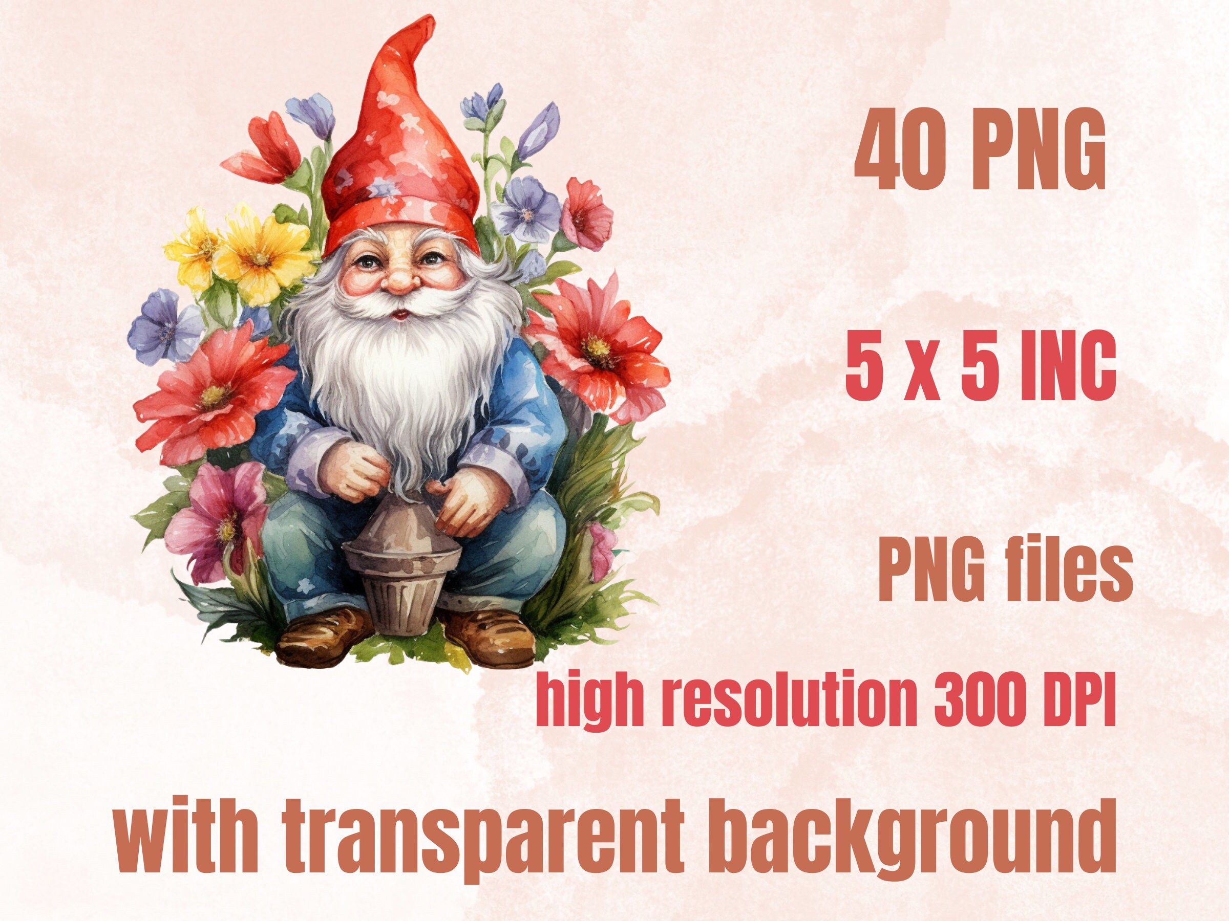 40 PNG Watercolor Spring Garden Gnomes Clipart, Floral Spring Gnome ...