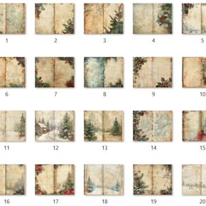 Christmas Blank and Lined Junk Journal Paper, Double Pages Ephemera Kit ...