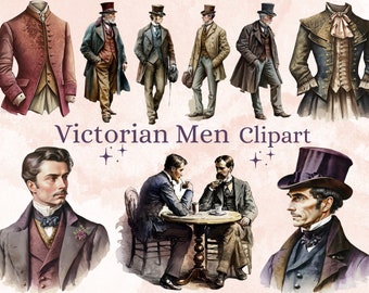34 PNG acquerello uomini vittoriani Clipart, bundle png uomini d'epoca, clip art di epoca vittoriana png, vittoriano uomini moda Clip Art PNG Bundle Set