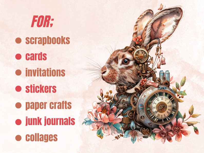 60 PNG Watercolor Steampunk Spring Clipart, Floral Spring Illustrations ...