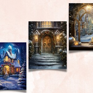 Utskrivbart digitalt papper med förtrollad jul, julbakgrund, vinterlandskapsbakgrund, ladda ner skräpjournal, scrapbooking bild 6