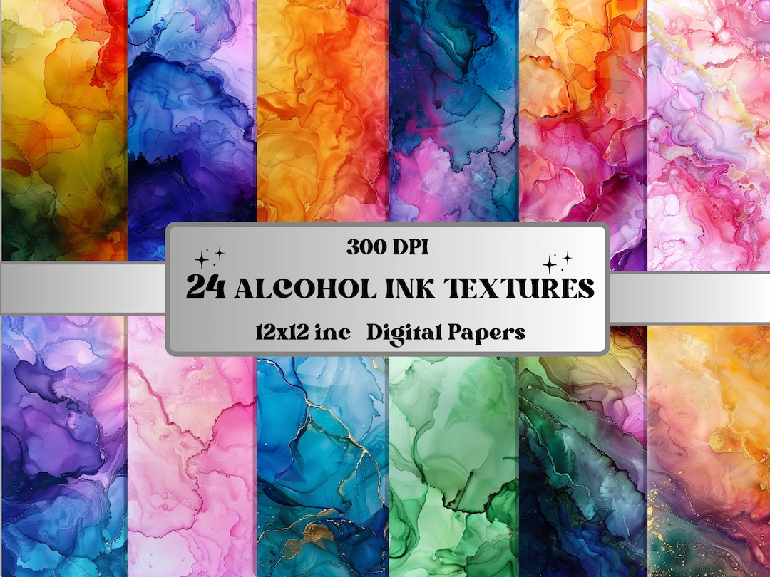 Alcohol Ink Texture Digital Paper Pack, Alcohol Inked Junk Journal ...