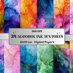 Alcohol Ink Texture Digital Paper Pack, Alcohol Inked Junk Journal Pages, Alcohol Ink Background, Printable Abstract Rainbow Scrapbook