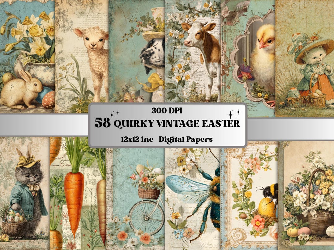 Quirky Vintage Easter Paper Pack, Fairytale Spring Mixed Media ...