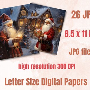 Utskrivbart digitalt papper med förtrollad jul, julbakgrund, vinterlandskapsbakgrund, ladda ner skräpjournal, scrapbooking bild 3