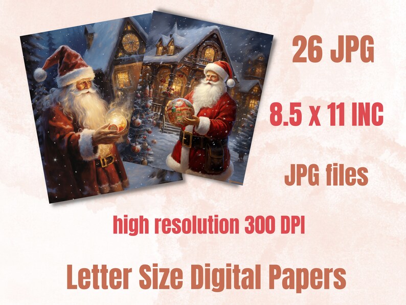 Utskrivbart digitalt papper med förtrollad jul, julbakgrund, vinterlandskapsbakgrund, ladda ner skräpjournal, scrapbooking bild 3