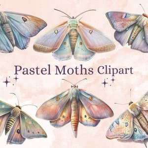 18 PNG Aquarell Pastell Motten Clipart, ClipArt Motte, Pastell Schmetterling Png Bundle, Schmetterlinge Png Dateien Set Mystical Moth Clipart Bundle