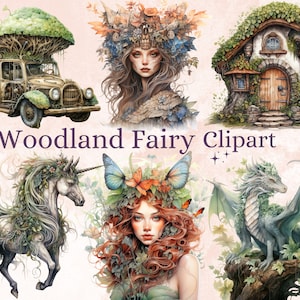 35 PNG Watercolour Woodland Fairy Clipart, Forest Fairy Garden Clip art, Fairies png, Fantasy Art, Fairytale Art, Nature Fairy Sublimation
