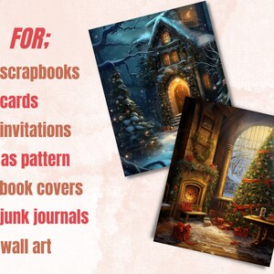 Utskrivbart digitalt papper med förtrollad jul, julbakgrund, vinterlandskapsbakgrund, ladda ner skräpjournal, scrapbooking bild 4