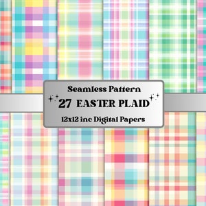 Papel digital a cuadros de Pascua sin costuras, patrón sin costuras a cuadros de Pascua, fondo suave del jardín de primavera, patrón de Pascua pastel, papel de álbum de recortes