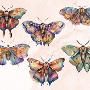 18 PNG Watercolour Magical Moths Clipart, Moths Fantasy style, Mystical Butterflies clipart, Fantasy Butterfly png bundle, Mystical Pagan png