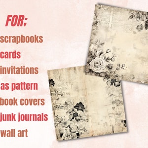 Black and White Shabby Chic Junk Journal Kit, Vintage Shabby Ephemera ...