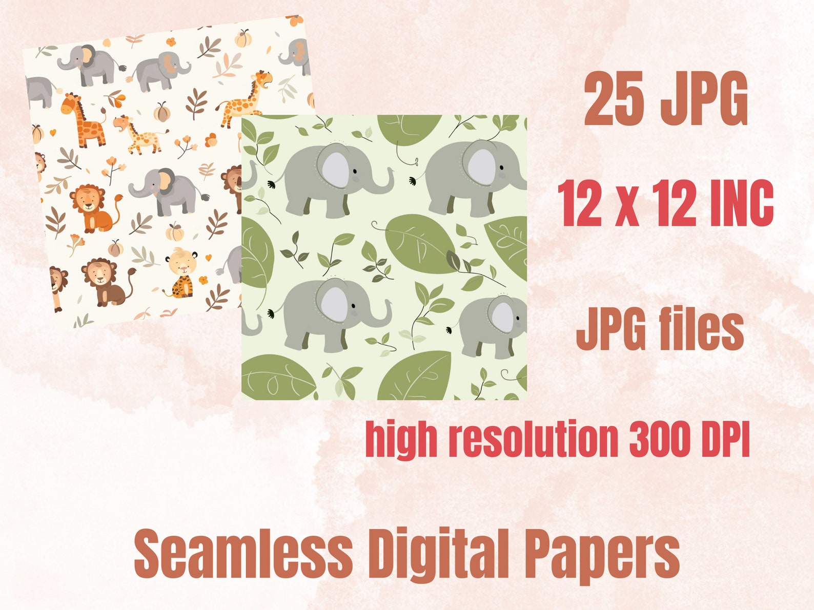 Pattern Paper Baby Seamless Cute Safari Baby Pattern Paper, Baby Jungle Nursery Ephemera ...