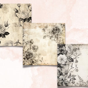Black and White Shabby Chic Junk Journal Kit, Vintage Shabby Ephemera ...
