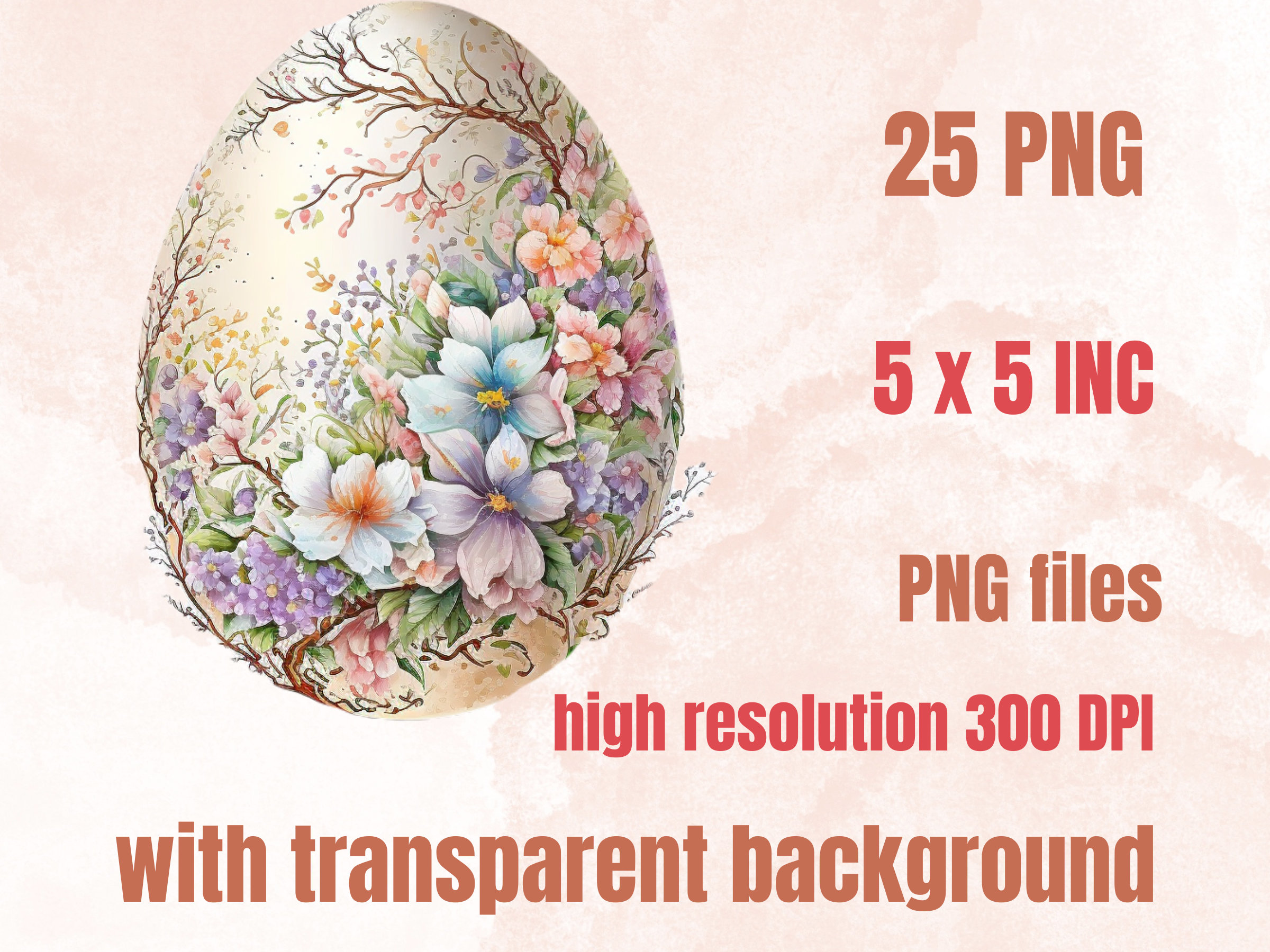 25 PNG Watercolour Easter Eggs Clipart, Floral Easter Egg Clip Art ...