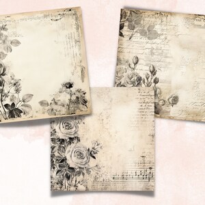 Black and White Shabby Chic Junk Journal Kit, Vintage Shabby Ephemera ...