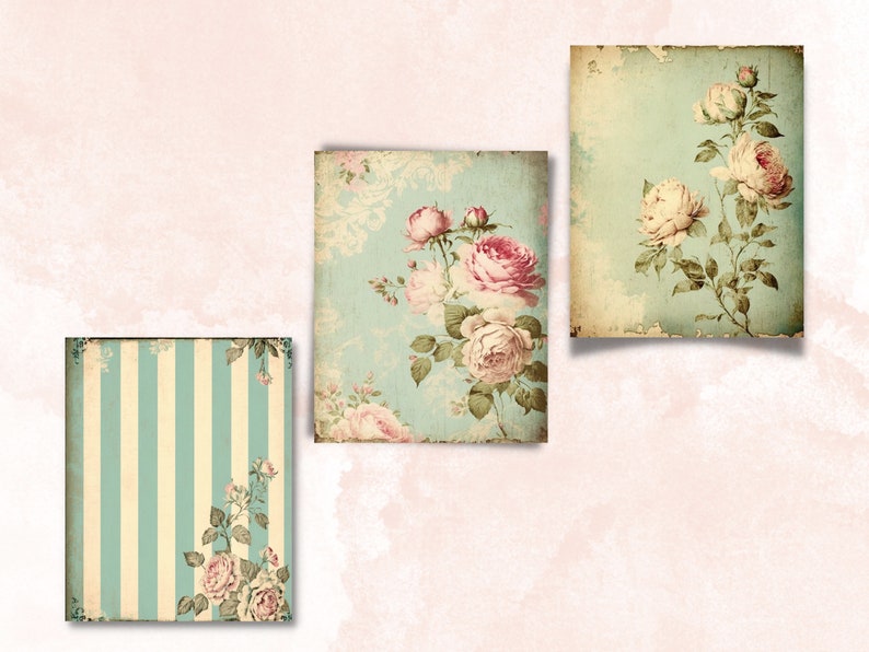 Printable JPG Pages Shabby Chic Floral Junk Journal Digital Paper Pack ...