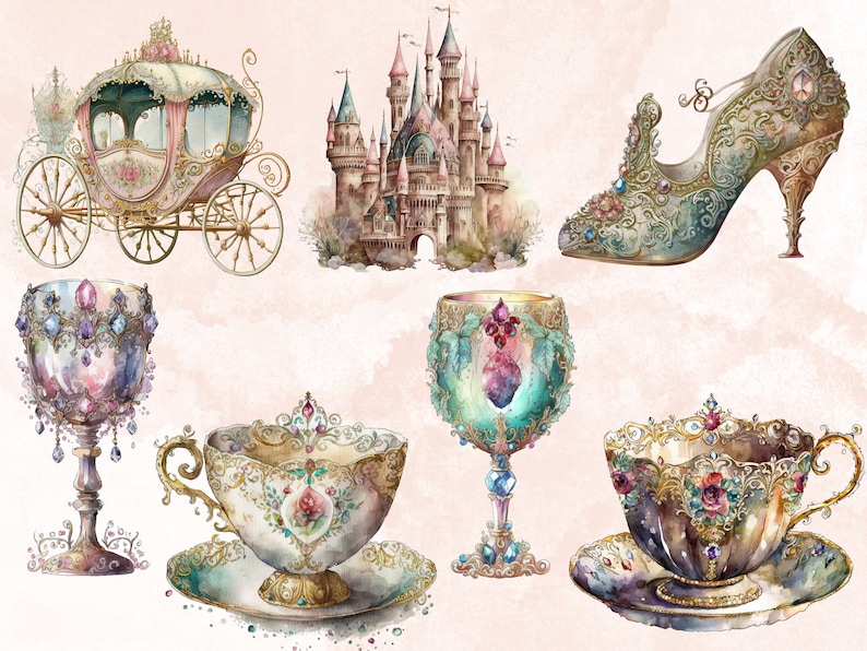 28 PNG Watercolor Vintage Princess Clipart, Princess Clip Art Watercolour Bundle, Princess Clipart PNG, Retro Princess PNG Image, Edwardian