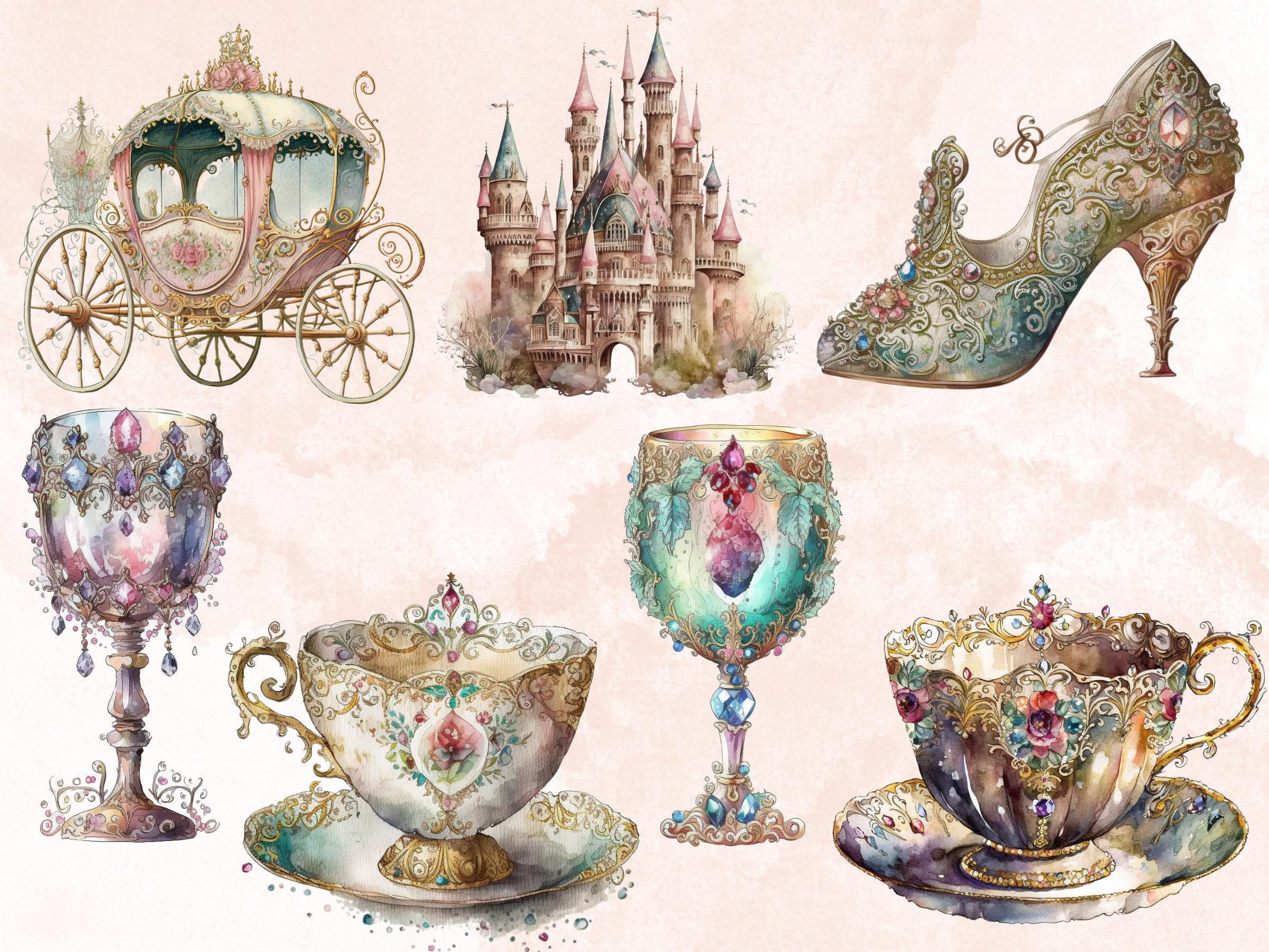 28 PNG Watercolor Vintage Princess Clipart, Princess Clip Art ...