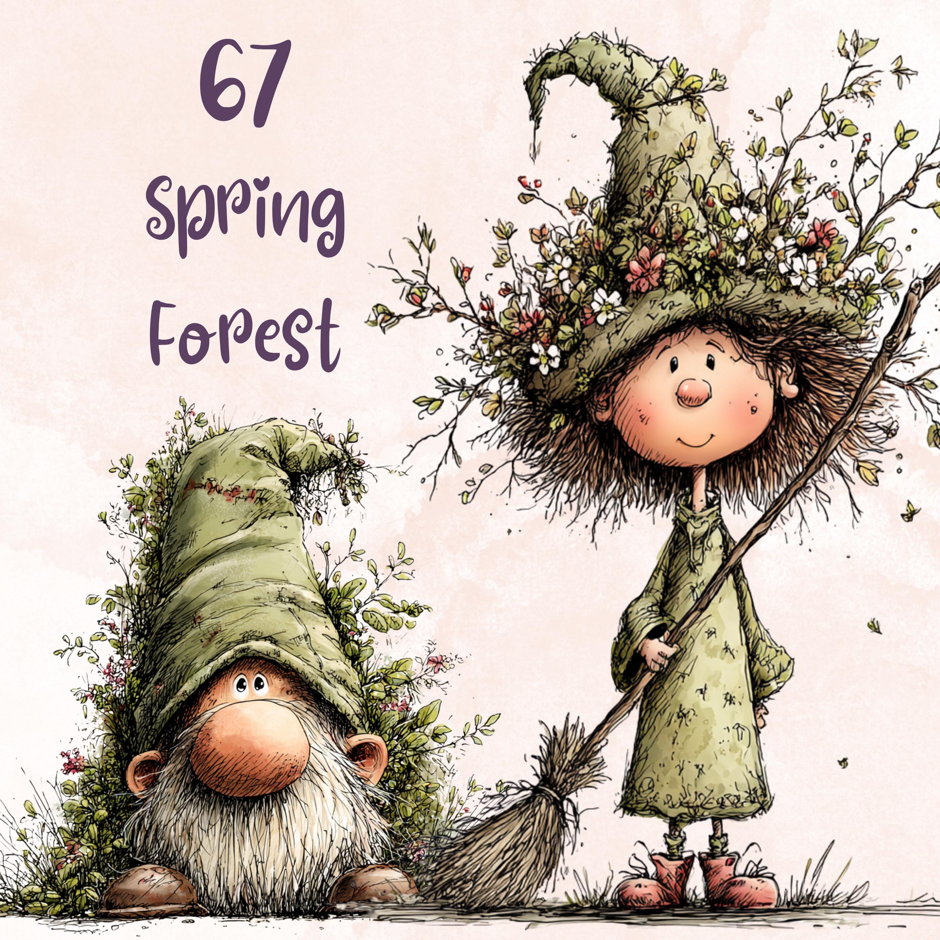 Spring Forest Clipart Bundle, Whimsical Quirky Woodland PNG ...