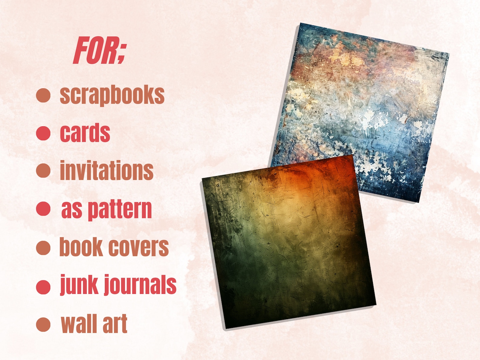 Distressed Grunge Textures Digital Paper Pack, Antique Junk Journal ...