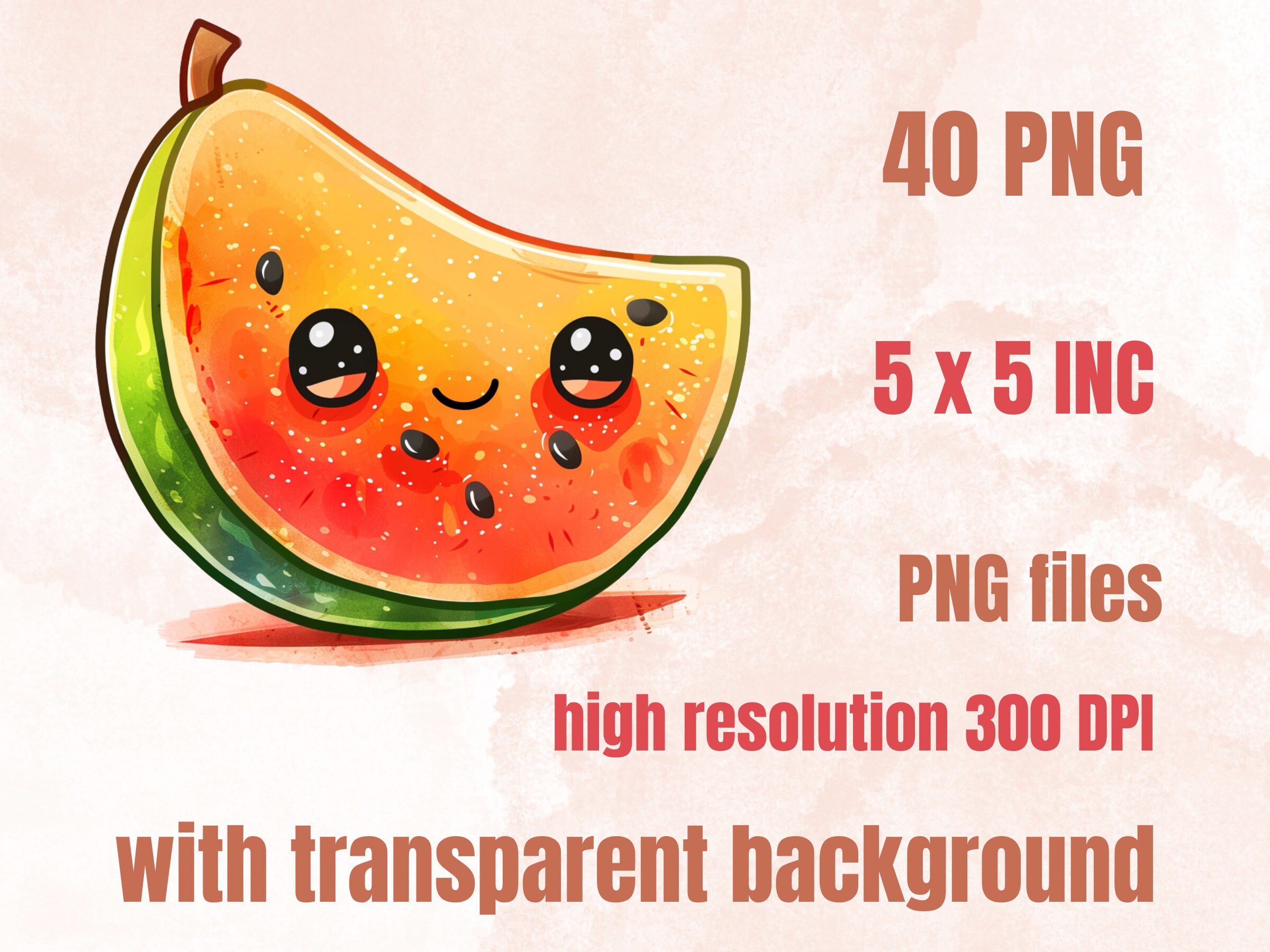 40 PNG Watercolor Cute Kawaii Summer Clipart, Tropical Summer Animals ...
