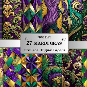 Papel digital imprimível do Mardi Gras, coisas efêmeras do carnaval, páginas gordas de terça-feira, kit de diário lixo da flor de lis, álbum de recortes, confecção de cartões