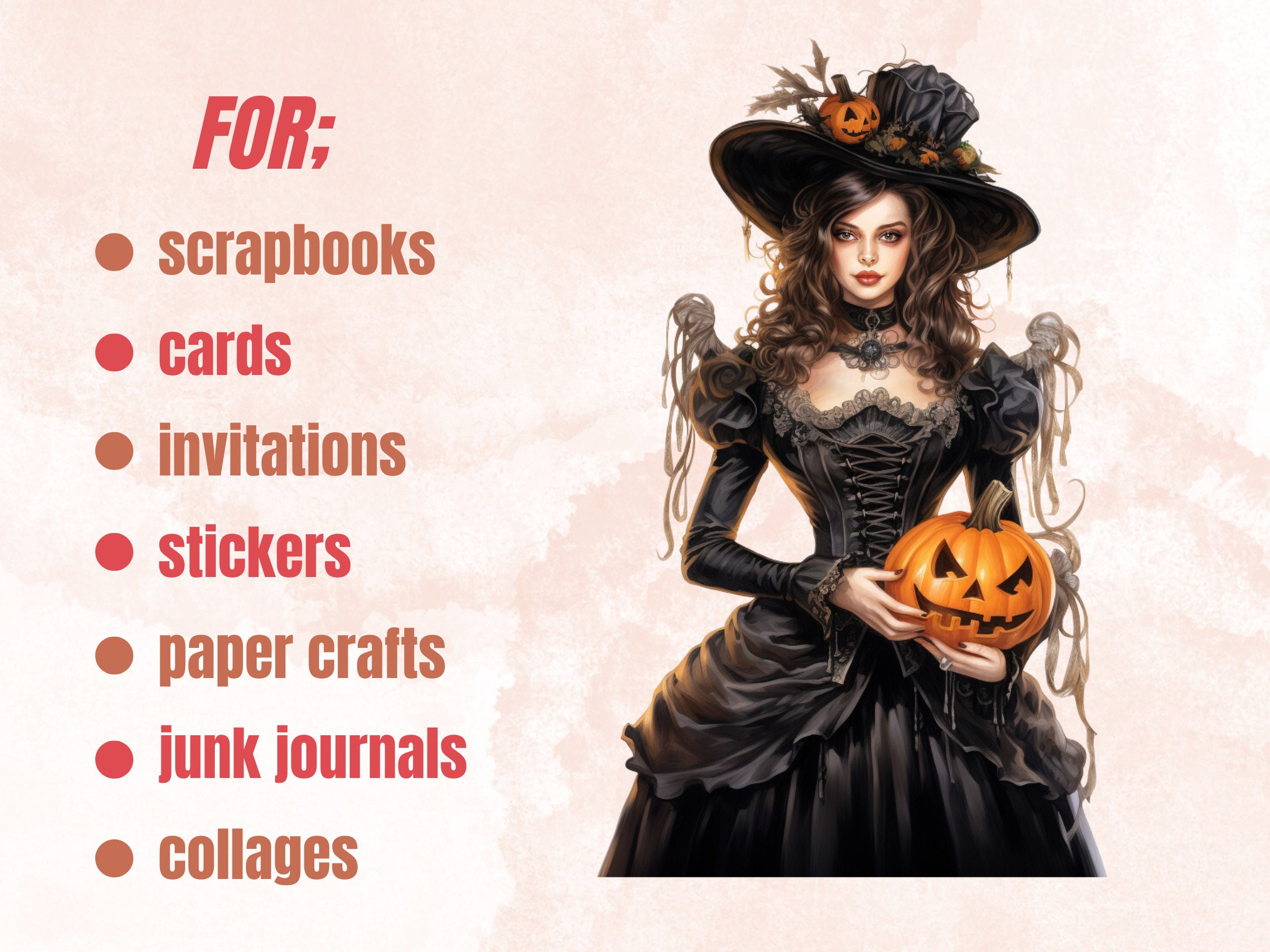 40 PNG Watercolor Victorian Halloween Bundle Clipart, Vintage Creepy ...