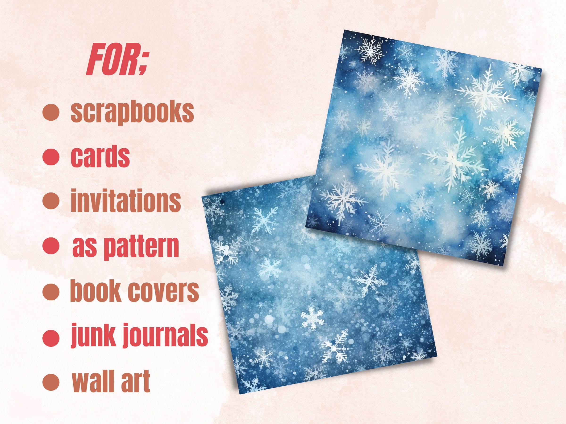 Snow Bottom Paper Printable Winter Snowflakes Digital Paper, Freezing Snowfall Ephemera ...