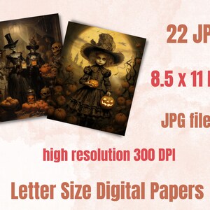 Printable Victorian Halloween Digital Paper, Retro Halloween Ephemera ...