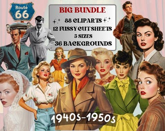Elementy kolażu w stylu vintage nostalgii, kapryśny surrealistyczny krój z lat 40. i 50. XX wieku, dziwaczny, dziwny clipart, dziennik retro, zestaw tła clipart
