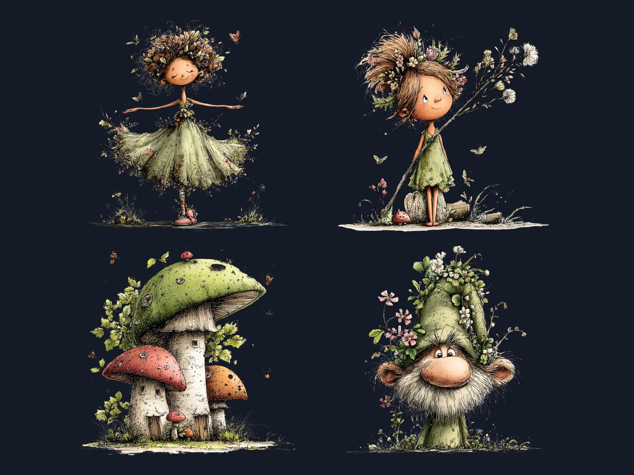Spring Forest Clipart Bundle, Whimsical Quirky Woodland PNG ...