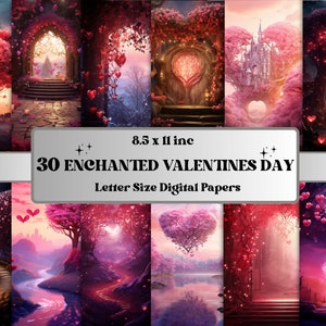 Carta digitale stampabile per San Valentino incantato, sfondo romantico di San Valentino, fotografia di sfondo d'amore, diario di download, creazione di cartoline