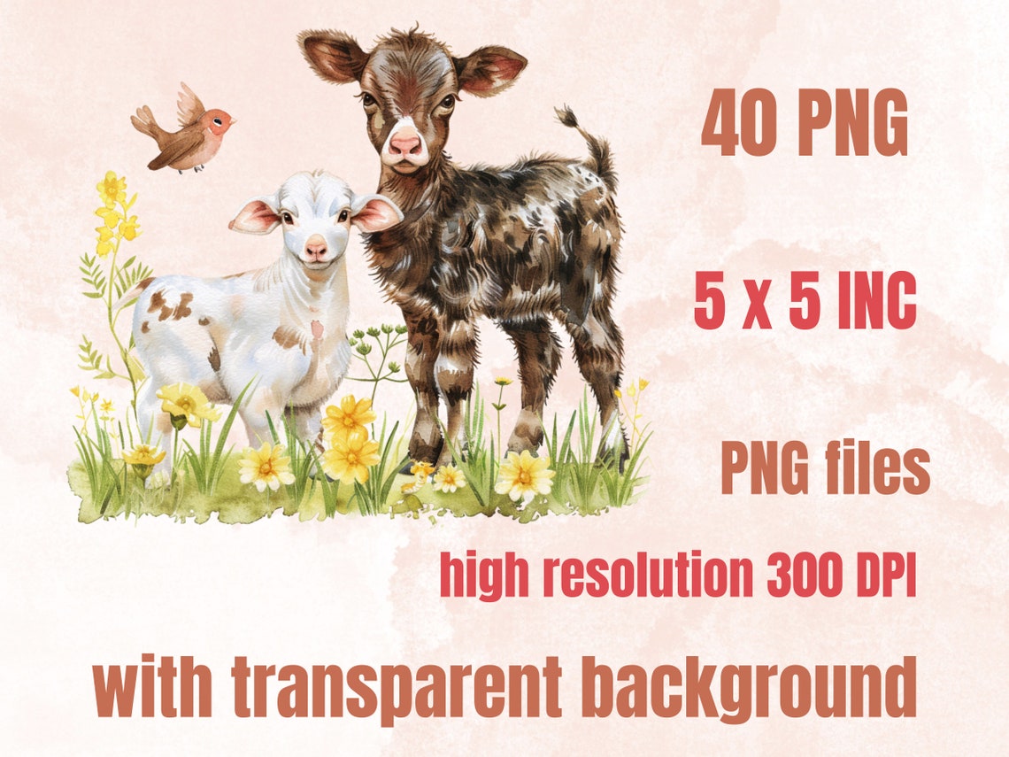 40 PNG Watercolor Farm Nursery Clipart, Newborn Baby Shower ...