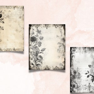 Black and White Shabby Chic Junk Journal Paper, Vintage Shabby Chic ...