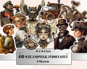 Whimsical Steampunk Fussy Cut Pages, Steampunk Bundle Fussy Cut Ephemera Sheet, Victorian Journal Add On Kit, Mixed Media Collage Sheet
