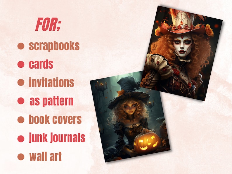 Printable Halloween Horror Chracters Digital Paper, Halloween Scenes, Creepy Scary Pages, Download Junk Journal, Scrapbooking, Card Making
