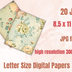 Printable JPG Pages Shabby Chic Floral Junk Journal Digital Paper Pack ...