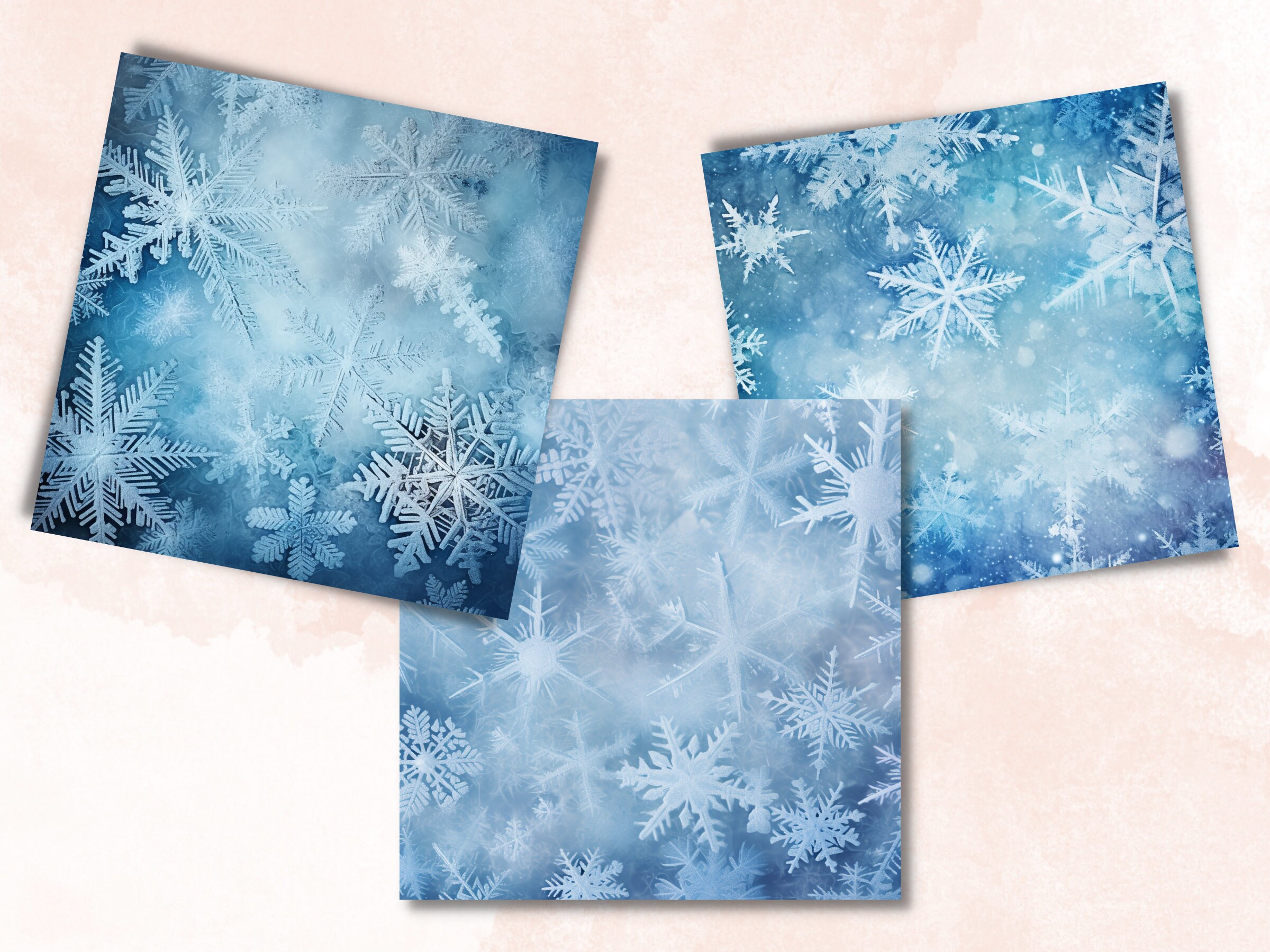 Printable Winter Snowflakes Digital Paper, Freezing Snowfall Ephemera ...