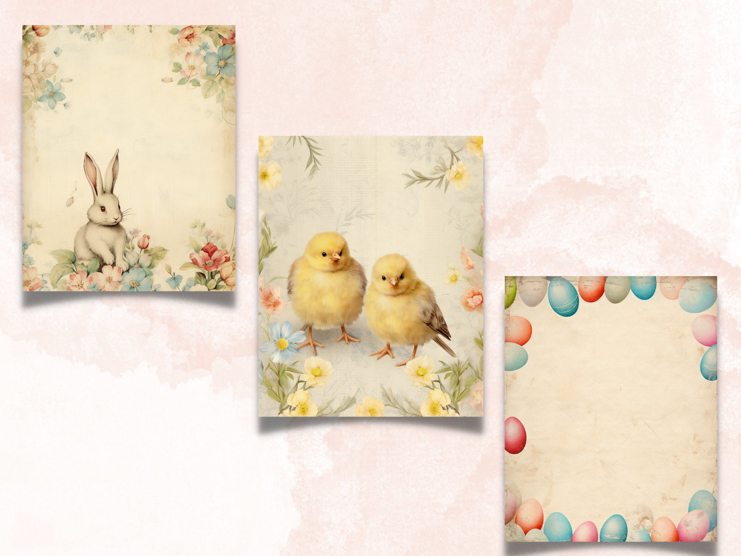 Printable Spring Easter Digital Paper, Nursery Bunny Ephemera Collage ...