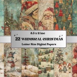 Printable Whimsical Christmas Digital Journal Paper, Quirky Christmas Ephemera Collage, Xmas Noel Pages, Download Junk Journal, Scrapbooking