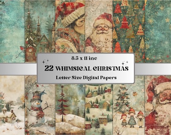 Printable Whimsical Christmas Digital Journal Paper, Quirky Christmas Ephemera Collage, Xmas Noel Pages, Download Junk Journal, Scrapbooking