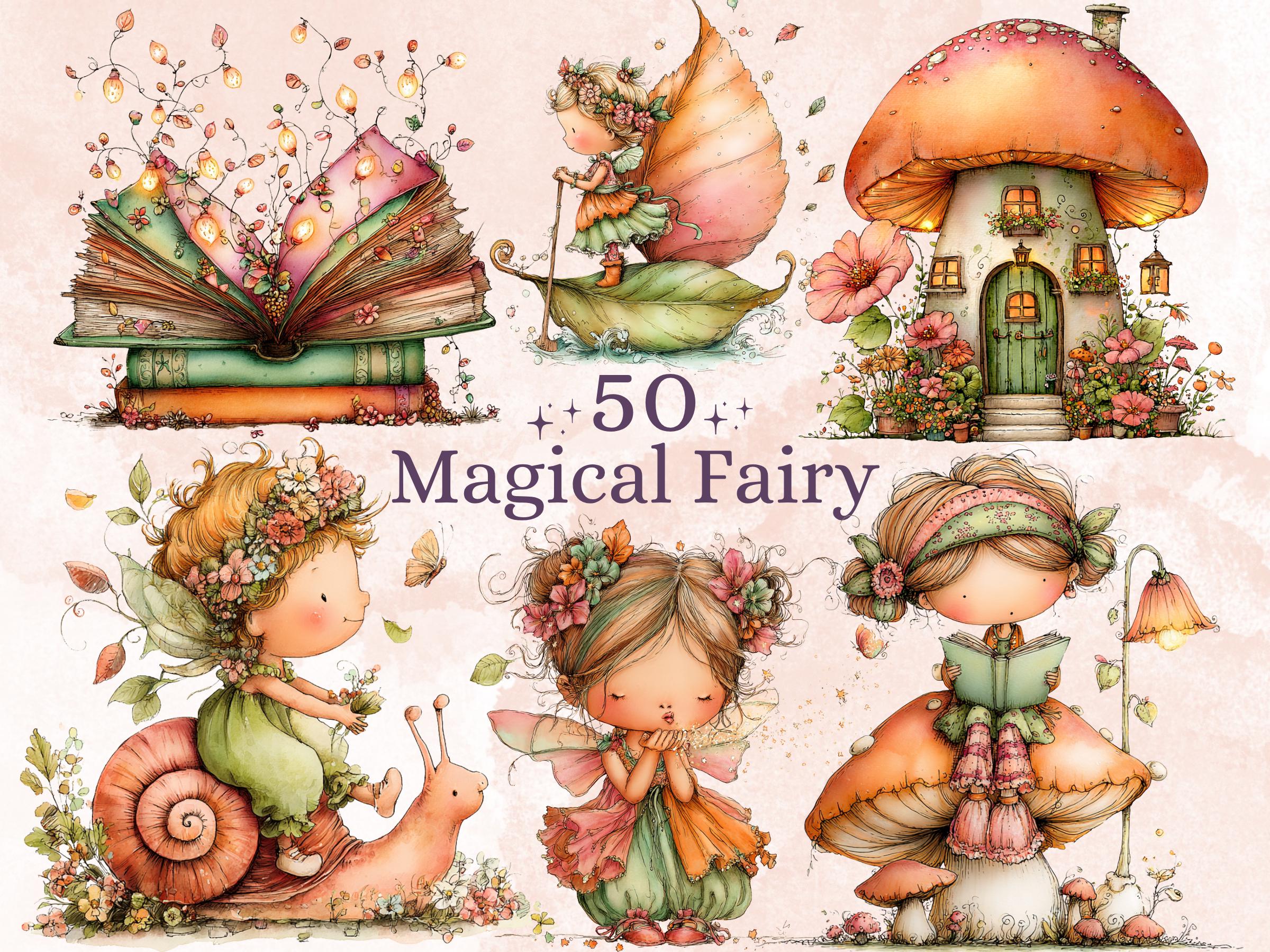 Magical Fairy Clipart Bundle | 50 Whimsical Quirky Fairy PNG ...