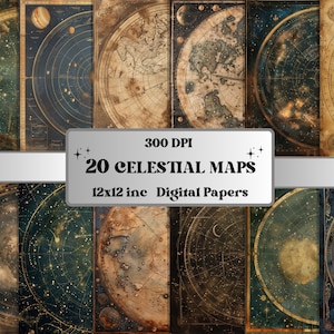 Alte Landkarten Texturen, Digitales Papier, Junk Journal Seiten, Vintage Grunge Karten Texturen, druckbares Galaxy Ephemera Sammelalbum
