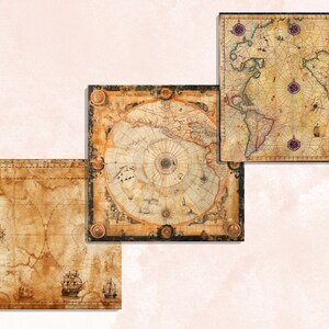 Nautical Old Maps Textures Digital Paper, Antique Map Junk Journal Pages, Old Pirat Map Textures, Nautical Grungy Ephemera Scrapbook
